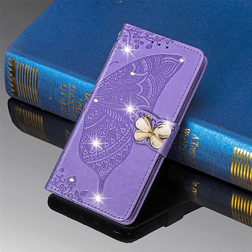 Leather Case Stands Butterfly Flip Cover L01 Holder for Xiaomi Mi 11 Lite 5G NE Clove Purple