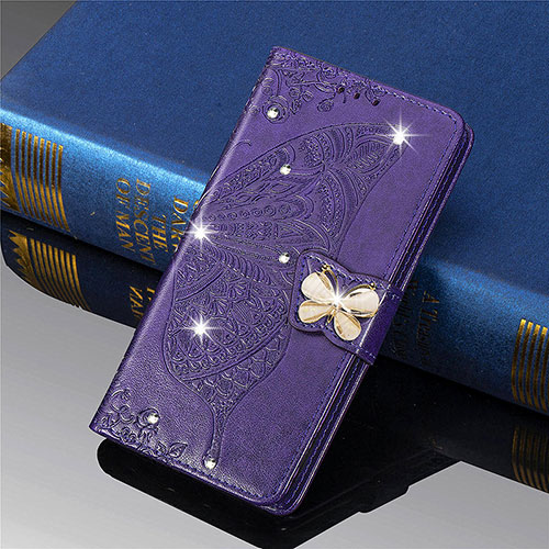 Leather Case Stands Butterfly Flip Cover L01 Holder for Xiaomi Mi 11 Lite 5G NE Purple