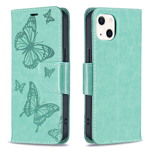 Leather Case Stands Butterfly Flip Cover L09 Holder for Apple iPhone 13 Green