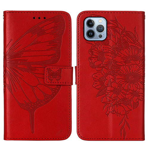 Leather Case Stands Butterfly Flip Cover L10 Holder for Apple iPhone 13 Pro Red