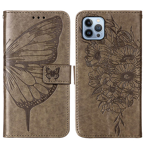 Leather Case Stands Butterfly Flip Cover L10 Holder for Apple iPhone 16 Pro Dark Gray