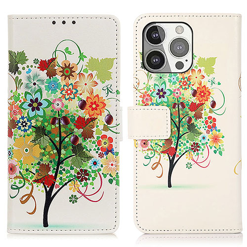 Leather Case Stands Fashionable Pattern Flip Cover A07 Holder for Apple iPhone 13 Pro Orange