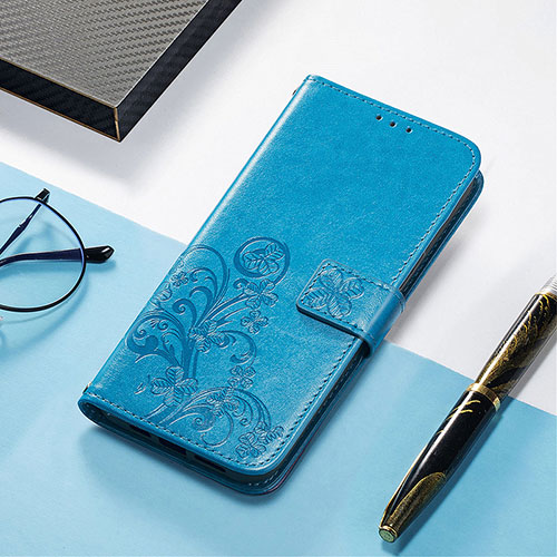 Leather Case Stands Fashionable Pattern Flip Cover H04 Holder for Apple iPhone 14 Pro Max Blue