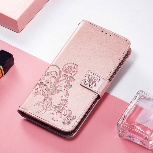 Leather Case Stands Fashionable Pattern Flip Cover H04 Holder for Apple iPhone 15 Plus Rose Gold