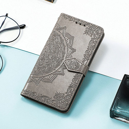 Leather Case Stands Fashionable Pattern Flip Cover H05 Holder for Apple iPhone 14 Pro Gray