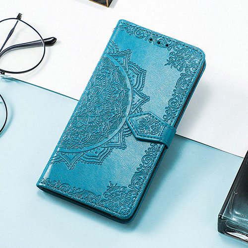 Leather Case Stands Fashionable Pattern Flip Cover H05 Holder for Apple iPhone 16 Pro Max Blue