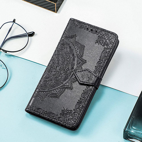 Leather Case Stands Fashionable Pattern Flip Cover H06 Holder for Apple iPhone 15 Black