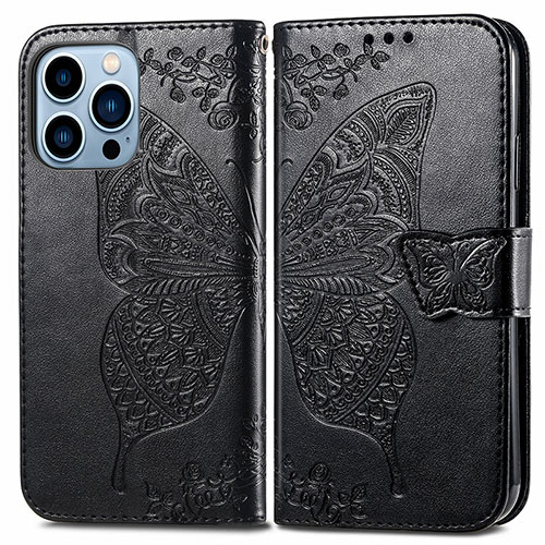 Leather Case Stands Fashionable Pattern Flip Cover H07 Holder for Apple iPhone 13 Pro Max Black