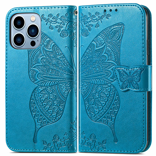 Leather Case Stands Fashionable Pattern Flip Cover H07 Holder for Apple iPhone 13 Pro Max Blue