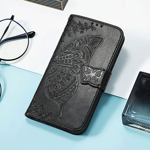 Leather Case Stands Fashionable Pattern Flip Cover H08 Holder for Apple iPhone 13 Pro Max Black
