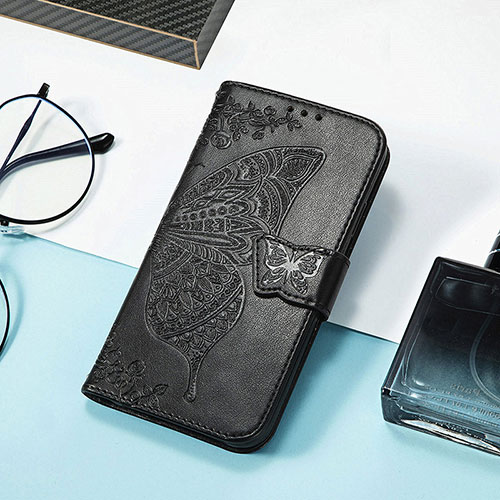 Leather Case Stands Fashionable Pattern Flip Cover H08 Holder for Apple iPhone 15 Black