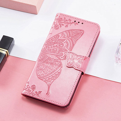 Leather Case Stands Fashionable Pattern Flip Cover H08 Holder for Apple iPhone 15 Pro Max Hot Pink