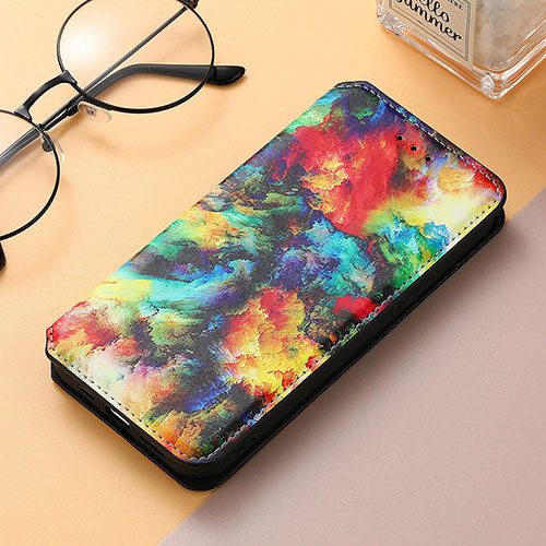 Leather Case Stands Fashionable Pattern Flip Cover H09 Holder for Apple iPhone 15 Pro Colorful