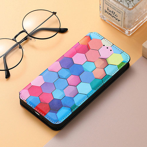 Leather Case Stands Fashionable Pattern Flip Cover H10 Holder for Apple iPhone 15 Blue