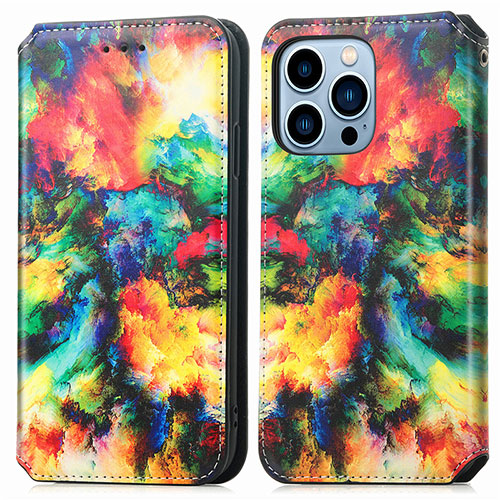 Leather Case Stands Fashionable Pattern Flip Cover H10 Holder for Apple iPhone 15 Pro Max Colorful