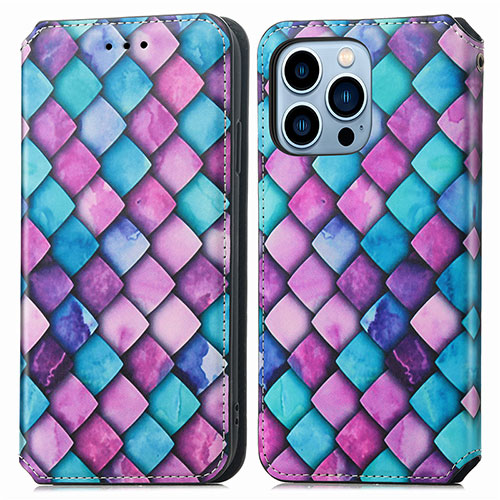 Leather Case Stands Fashionable Pattern Flip Cover H10 Holder for Apple iPhone 15 Pro Purple