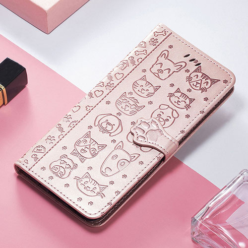 Leather Case Stands Fashionable Pattern Flip Cover H11 Holder for Apple iPhone 13 Pro Max Rose Gold