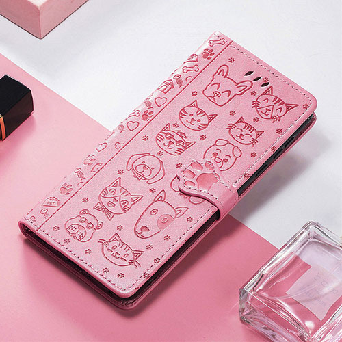 Leather Case Stands Fashionable Pattern Flip Cover H11 Holder for Apple iPhone 13 Pro Pink