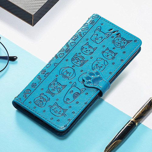 Leather Case Stands Fashionable Pattern Flip Cover H12 Holder for Apple iPhone 13 Mini Blue