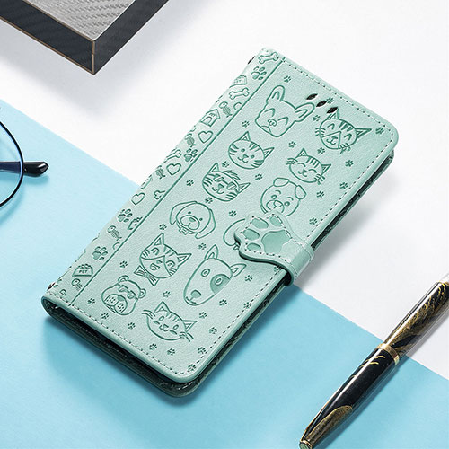 Leather Case Stands Fashionable Pattern Flip Cover H12 Holder for Apple iPhone 15 Plus Green