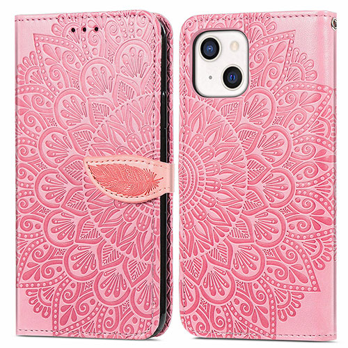 Leather Case Stands Fashionable Pattern Flip Cover H13 Holder for Apple iPhone 13 Rose Gold