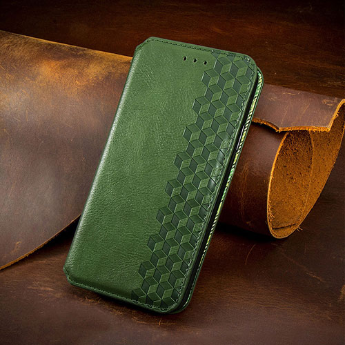 Leather Case Stands Fashionable Pattern Flip Cover H14 Holder for Apple iPhone 14 Pro Green