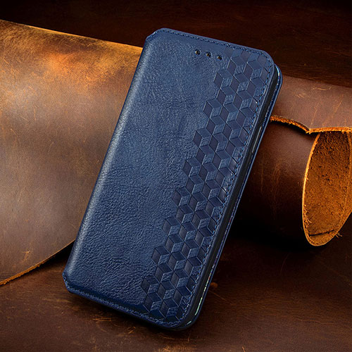 Leather Case Stands Fashionable Pattern Flip Cover H14 Holder for Apple iPhone 15 Blue