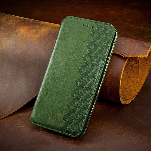 Leather Case Stands Fashionable Pattern Flip Cover H14 Holder for Apple iPhone 15 Plus Green