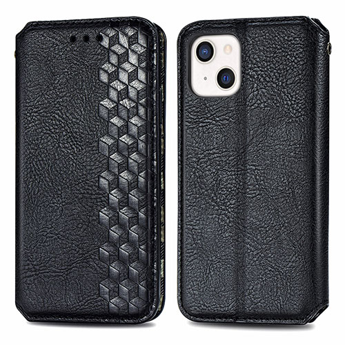 Leather Case Stands Fashionable Pattern Flip Cover H15 Holder for Apple iPhone 15 Plus Black