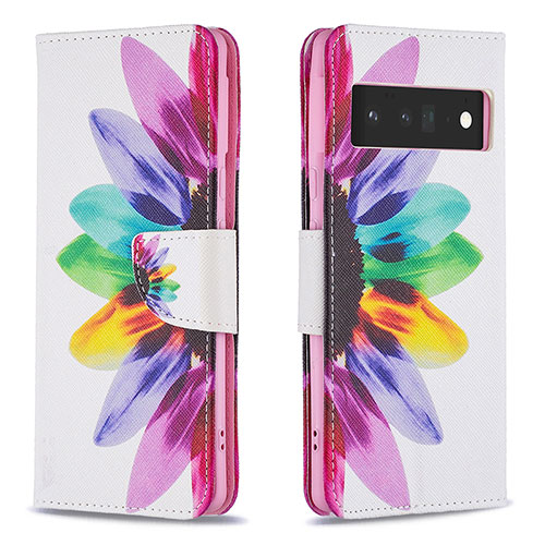 Leather Case Stands Fashionable Pattern Flip Cover Holder B01F for Google Pixel 6 Pro 5G Mixed