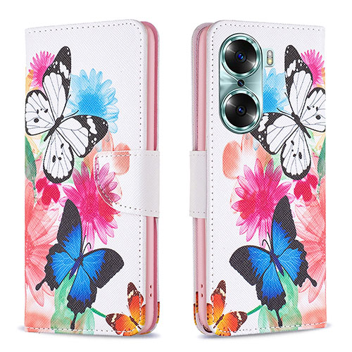 Leather Case Stands Fashionable Pattern Flip Cover Holder B01F for Huawei Honor 60 5G Colorful