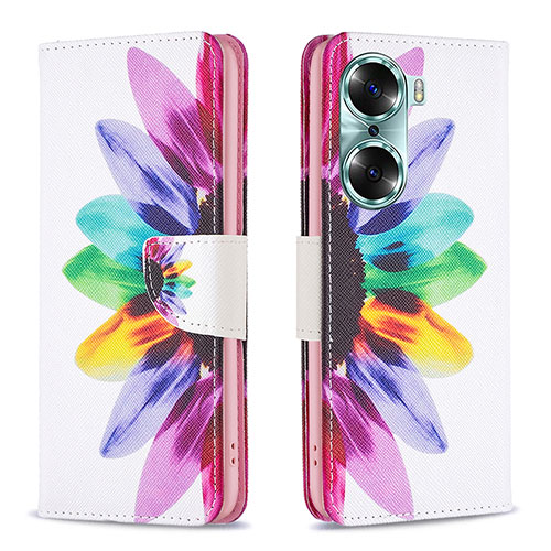 Leather Case Stands Fashionable Pattern Flip Cover Holder B01F for Huawei Honor 60 5G Mixed