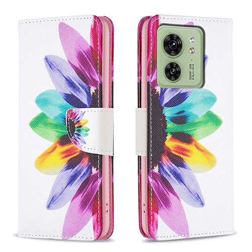 Leather Case Stands Fashionable Pattern Flip Cover Holder B01F for Motorola Moto Edge (2023) 5G Mixed