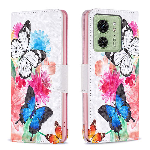Leather Case Stands Fashionable Pattern Flip Cover Holder B01F for Motorola Moto Edge 40 5G Colorful