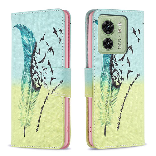 Leather Case Stands Fashionable Pattern Flip Cover Holder B01F for Motorola Moto Edge 40 5G Matcha Green