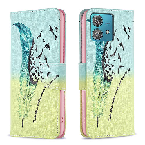 Leather Case Stands Fashionable Pattern Flip Cover Holder B01F for Motorola Moto Edge 40 Neo 5G Matcha Green