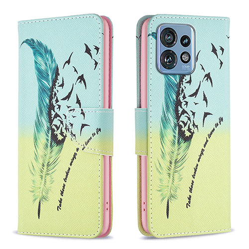 Leather Case Stands Fashionable Pattern Flip Cover Holder B01F for Motorola Moto Edge 40 Pro 5G Matcha Green