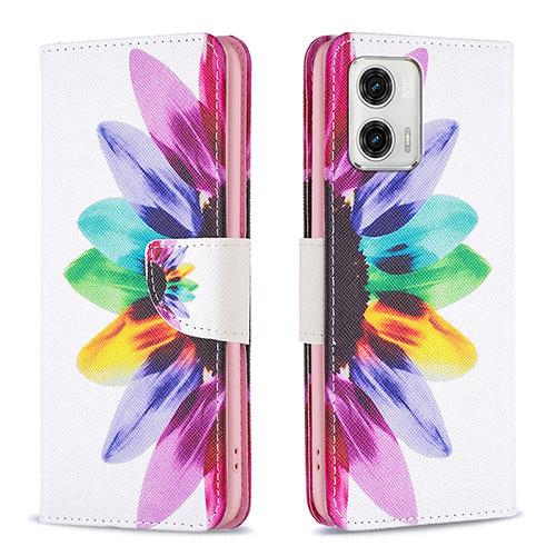 Leather Case Stands Fashionable Pattern Flip Cover Holder B01F for Motorola Moto G73 5G Mixed