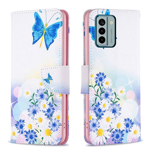 Leather Case Stands Fashionable Pattern Flip Cover Holder B01F for Nokia G22 Blue