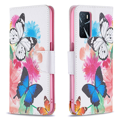 Leather Case Stands Fashionable Pattern Flip Cover Holder B01F for Oppo A16 Colorful