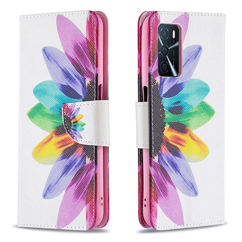 Leather Case Stands Fashionable Pattern Flip Cover Holder B01F for Oppo A16 Mixed