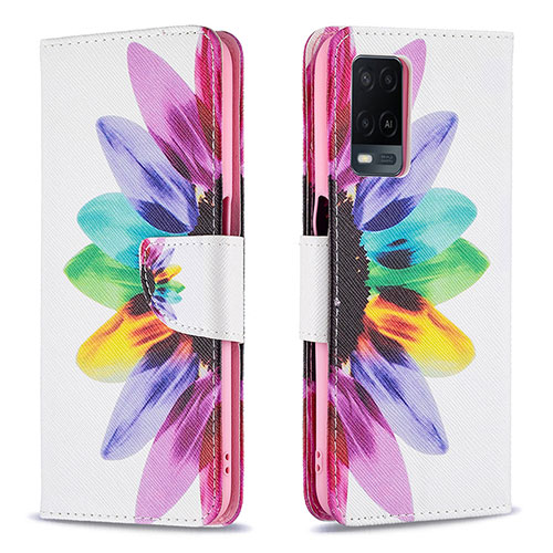 Leather Case Stands Fashionable Pattern Flip Cover Holder B01F for Oppo A54 4G Mixed