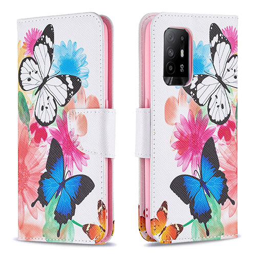 Leather Case Stands Fashionable Pattern Flip Cover Holder B01F for Oppo A94 5G Colorful