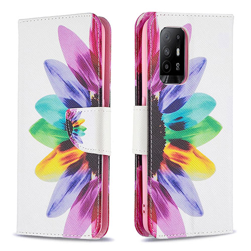 Leather Case Stands Fashionable Pattern Flip Cover Holder B01F for Oppo F19 Pro+ Plus 5G Mixed