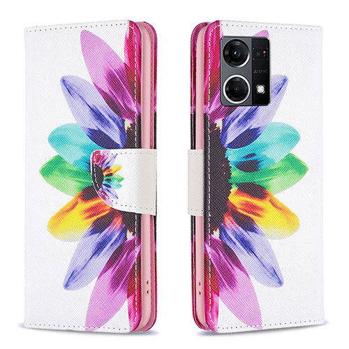 Leather Case Stands Fashionable Pattern Flip Cover Holder B01F for Oppo F21s Pro 4G Mixed