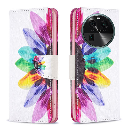 Leather Case Stands Fashionable Pattern Flip Cover Holder B01F for Oppo Find X6 Pro 5G Mixed