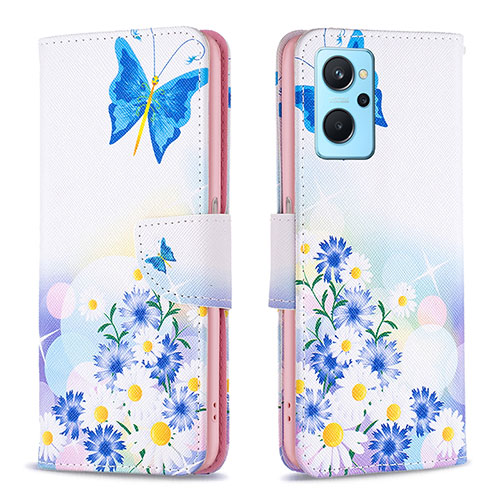 Leather Case Stands Fashionable Pattern Flip Cover Holder B01F for Oppo K10 4G Blue