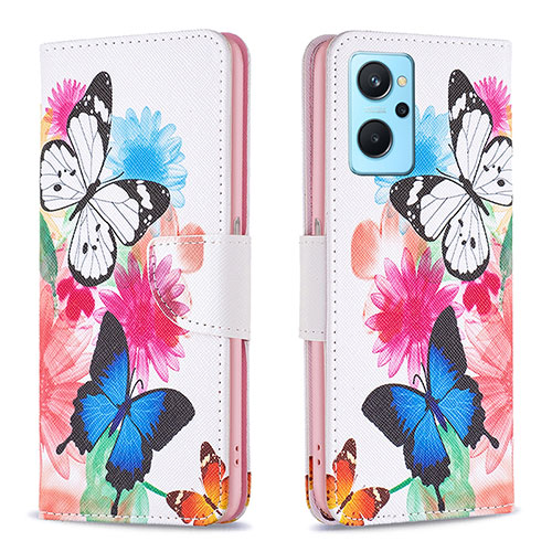 Leather Case Stands Fashionable Pattern Flip Cover Holder B01F for Oppo K10 4G Colorful