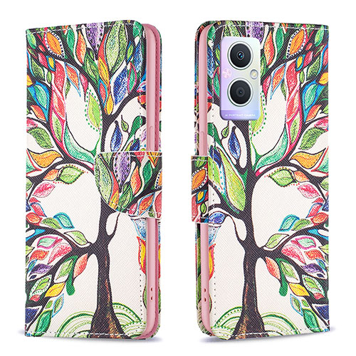 Leather Case Stands Fashionable Pattern Flip Cover Holder B01F for Oppo Reno8 Lite 5G Green