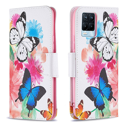 Leather Case Stands Fashionable Pattern Flip Cover Holder B01F for Realme 8 Pro Colorful